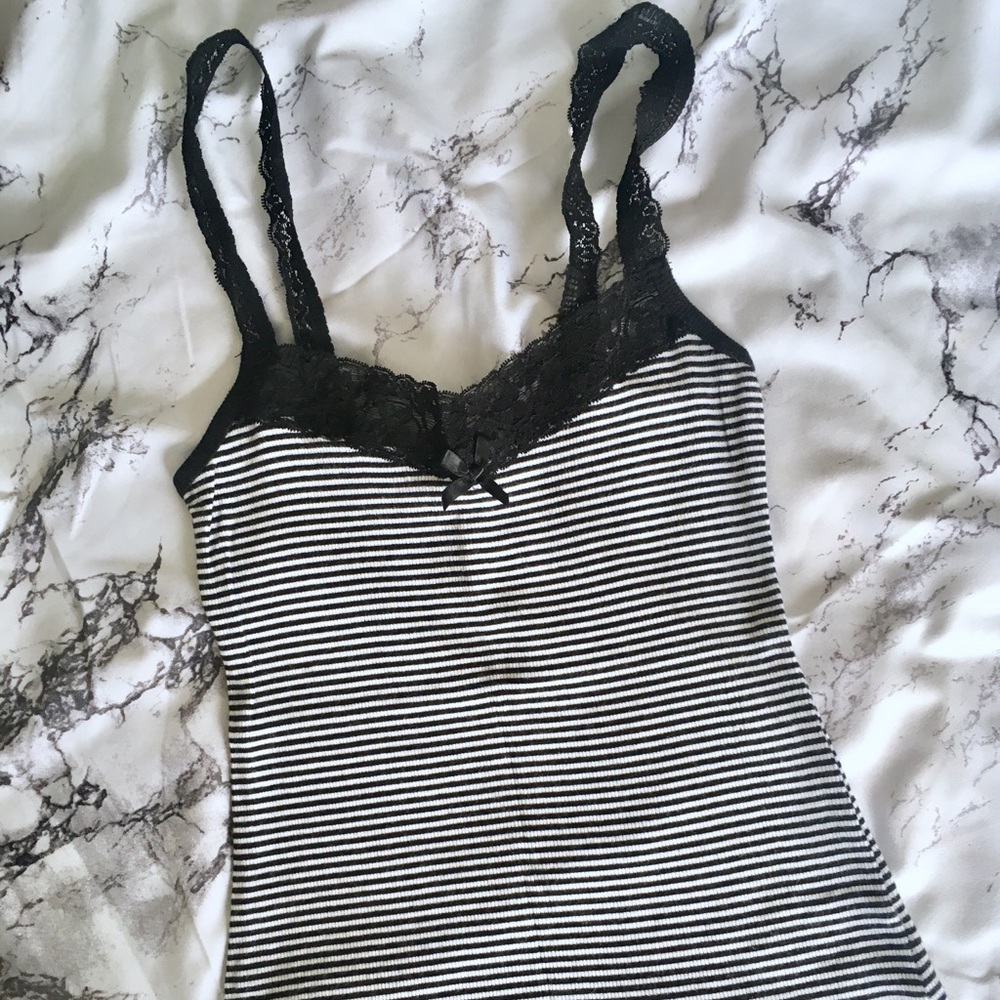 bebe Logo Tank Top with Lace Detail